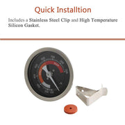 Grill Temperature Gauge For Big Green Egg 150-900°F Waterproof 3 1/4" Large Face Stainless Steel Cooking Thermometer - Grill Parts America