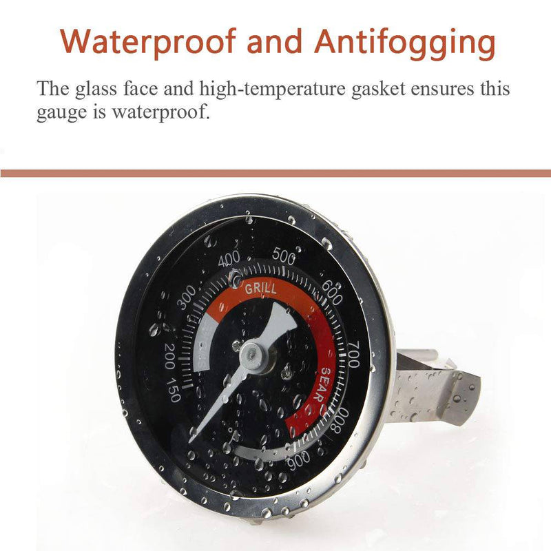 Grill Temperature Gauge For Big Green Egg 150-900°F Waterproof 3 1/4" Large Face Stainless Steel Cooking Thermometer - Grill Parts America