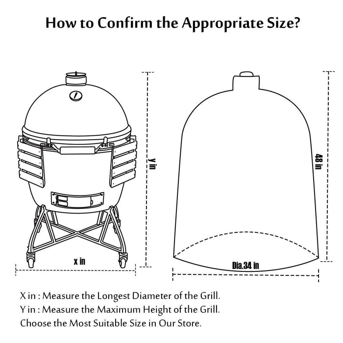 KAMaster Kamado Grill Full Cover XLarge Big Green Egg Big Joe Ceramic Grill,34 inch Dia Waterproof Outdoor Grill Cover - Grill Parts America
