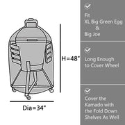 KAMaster Kamado Grill Full Cover XLarge Big Green Egg Big Joe Ceramic Grill,34 inch Dia Waterproof Outdoor Grill Cover - Grill Parts America