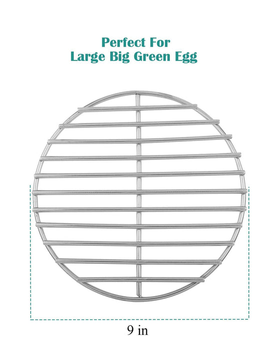 9" BBQ High Heat Stainless Steel Charcoal Fire Grate,Fits Large and Minimax Big Green Egg Fire Grate and Kamado Joe Grill Parts - Grill Parts America
