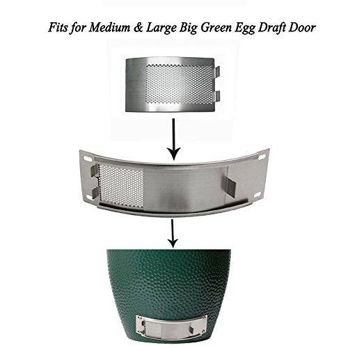 KAMaster Big Green Egg Accessories,Stainless Steel Punched MESH Panel Fits for Medium,Large Big Green Egg Draft Door Kamado Grill Accessories Egg Bottom Vent Replacement Punched Metal Panel - Grill Parts America