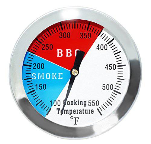 DOZYANT 2" 550F BBQ Barbecue Charcoal Grill Pit Wood Smoker Temp Gauge Grill Thermometer 2.5" Stem Stainless Steel RWB - Grill Parts America