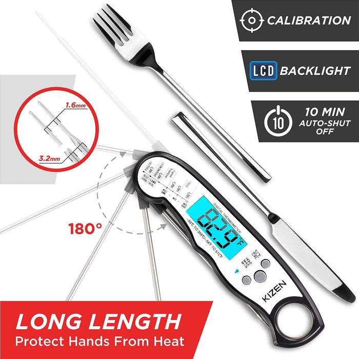 ROUUO Digital Meat Thermometer for Cooking-Backlight, Calibration, Ultra  Fast, W