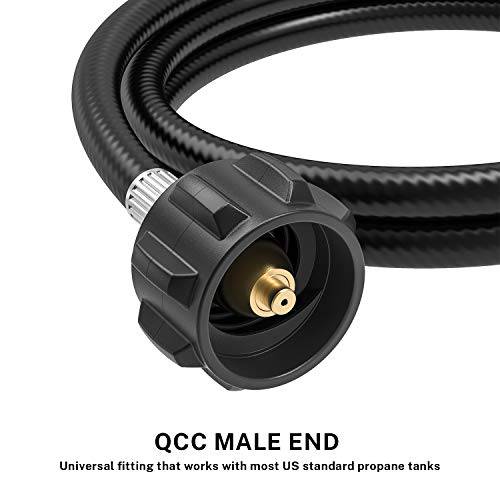 Kohree 6FT Propane Adapter Hose 1lb to 20lb Converter for Weber Q Gas Grill, Propane Tank Hose Adapter for Buddy Heaters, Coleman Camping Stove, QCC1/Type1 Tank Connect to 1lb to 20lb Tank - Grill Parts America