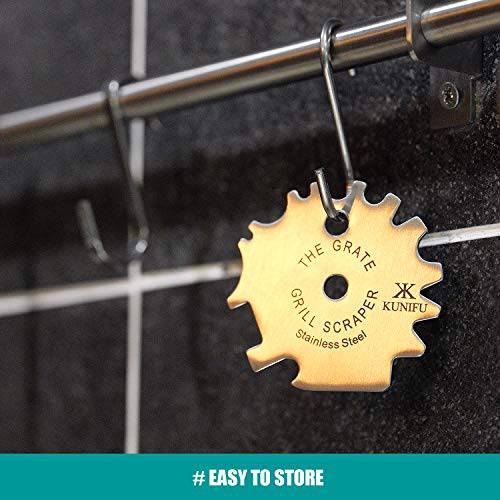 KUNIFU Stainless Steel BBQ Grill Scraper, Grill Grate Gadget Cleaner - Grill Parts America