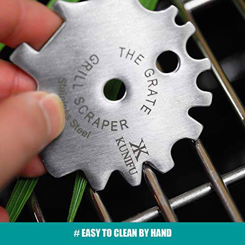 KUNIFU Stainless Steel BBQ Grill Scraper, Grill Grate Gadget Cleaner - Grill Parts America