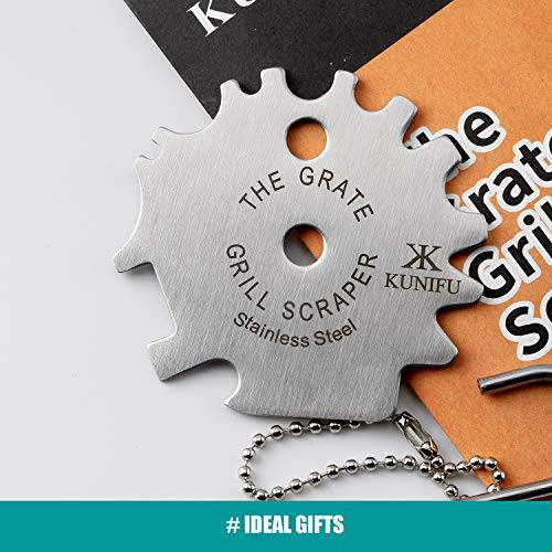 KUNIFU Stainless Steel BBQ Grill Scraper, Grill Grate Gadget Cleaner - Grill Parts America