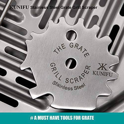 KUNIFU Stainless Steel BBQ Grill Scraper, Grill Grate Gadget Cleaner - Grill Parts America