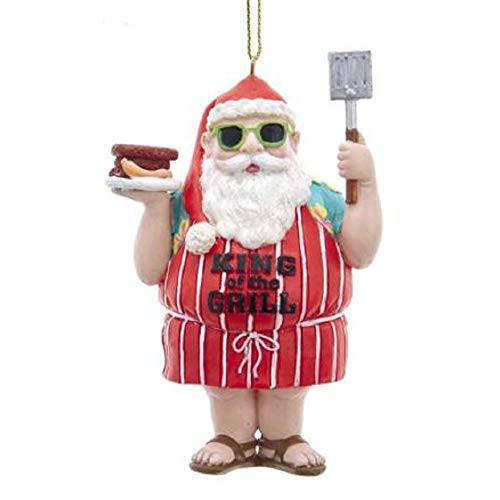 Kurt Adler E0489 King of The Grill Santa Ornament, 4-inch High, Resin - Grill Parts America