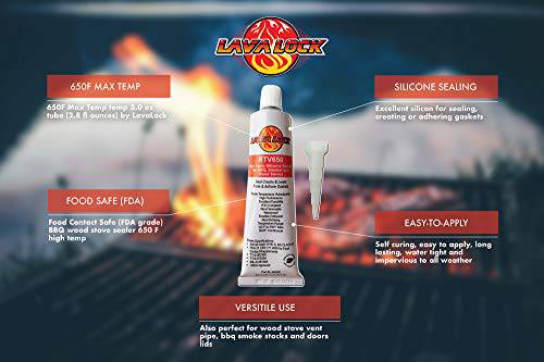 LavaLock RTV 650 F BBQ grill smoker sealer Hi Temp Silicon adhesive 3 oz. ( 2.8 fluid ounce) - Grill Parts America