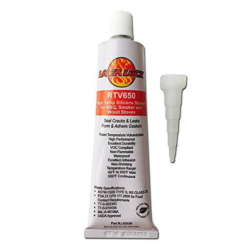 LavaLock RTV 650 F BBQ grill smoker sealer Hi Temp Silicon adhesive 3 oz. ( 2.8 fluid ounce) - Grill Parts America