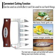 LOPE & NG Meat Handler Shredder Claws Set of 2 - Wood Stainless Steel BBQ Pulled Pork Paws - Grill Parts America