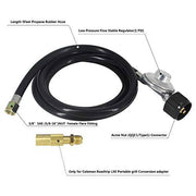 MCAMPAS Propane Regulator and 5 Feet Universal QCC1 Low Pressure Propane Regulator - Grill Parts America
