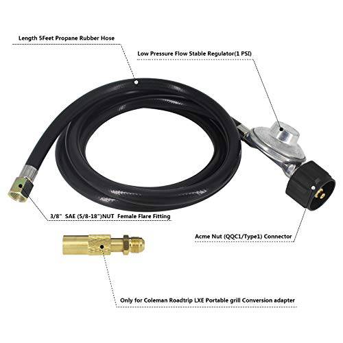 MCAMPAS Propane Regulator and 5 Feet Universal QCC1 Low Pressure Propane Regulator - Grill Parts America