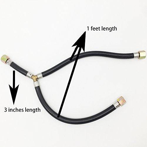 MeTer Star 3/8" Flare Gas Barbecue Grill Connection Flexible Hose Low Pressure Y Splitter Hose Assemly Parts Inlet Pipe for BBQ Stove - Grill Parts America
