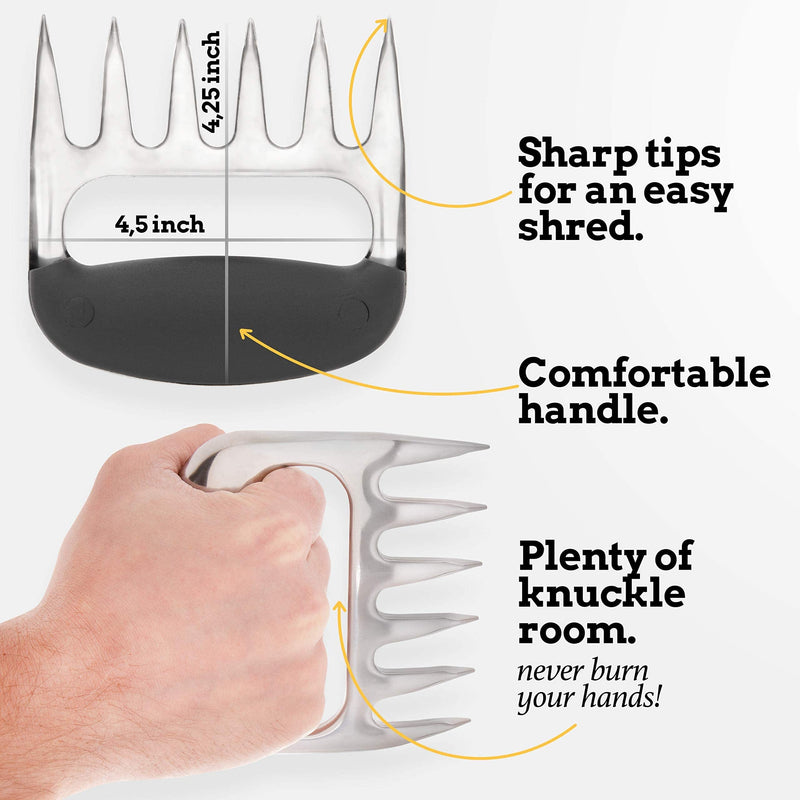 Bear Claws Meat Shredder for BBQ - Perfectly Shredded Meat, (Stainless Steel) - Grill Parts America