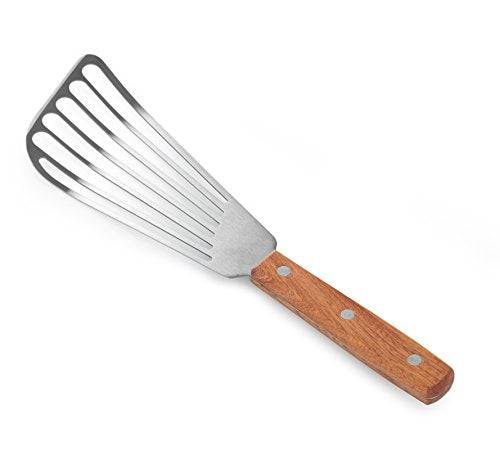 New Star Foodservice 43068 Wood Handle Fish Spatula, 6.5" Blade, Silver - Grill Parts America