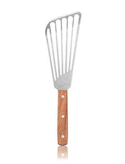 New Star Foodservice 43068 Wood Handle Fish Spatula, 6.5" Blade, Silver - Grill Parts America