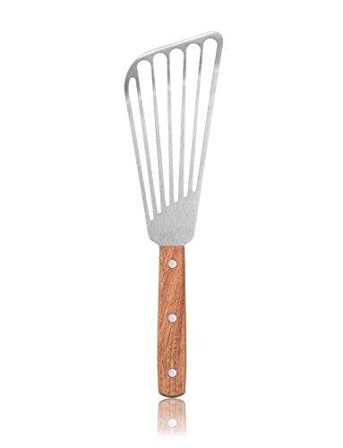New Star Foodservice 43068 Wood Handle Fish Spatula, 6.5" Blade, Silver - Grill Parts America