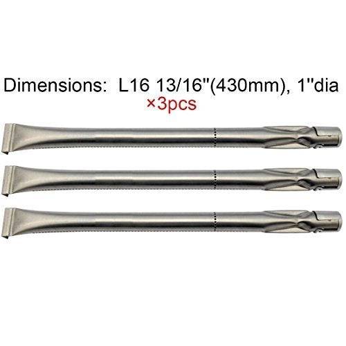 (3-pack) Universal Stainless Steel Replacement Straight Pipe Burner for Nexgrill, (16 13/16"x1") - Grill Parts America