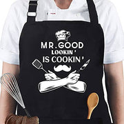 Apron for Men - Mr. Good Looking is Cooking - Personalized Men Birthday Gifts Apron with Pockets - Grill Parts America