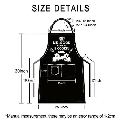 Apron for Men - Mr. Good Looking is Cooking - Personalized Men Birthday Gifts Apron with Pockets - Grill Parts America