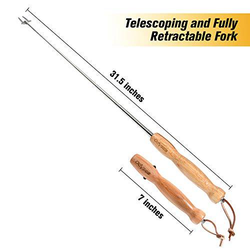 Premium Marshmallow Roasting Sticks, Retracting Smores Sticks for Fire Pit, Campfire Roasting Sticks, Campfire Accessories, Hot Dog Skewers, Camping Gifts, Glamping Gear, Wood & Stainless Steel (Oak) - Grill Parts America