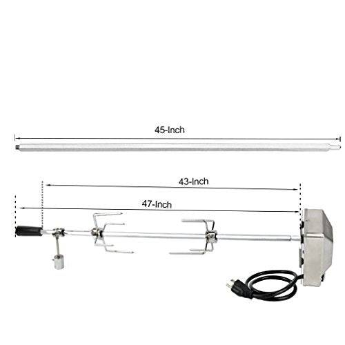 onlyfire 6012 Universal Grill Replacement Rotisserie Kit for Spit Rods- 45'' X 1/2'' Hexagon Spit Rod/Electric Motor(Do Not Fit Weber Gas Grill) - Grill Parts America