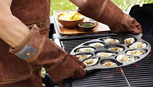 Outset 76225 Cast Iron Oyster Grill Pan, 12 Cavities, Black - Grill Parts America