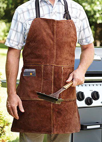 Outset F240 Leather Grill Apron, 0.25 x 26.5 x 29.75 inches, Brown Suede - Grill Parts America