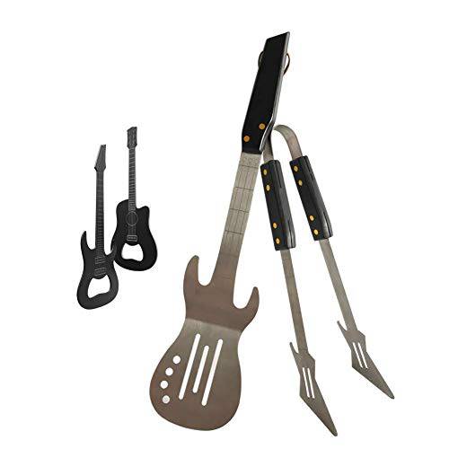 PEPKICN Rock Guitar Style Spatula & Tongs and Guitar Shaped Bottle Opener - Grill Parts America