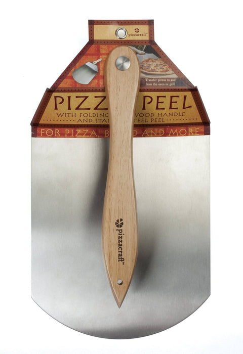 Pizzacraft Pizza Peel With Folding Wood Handle For Easy Storage (Stainless Steel) - PC0200 - Grill Parts America