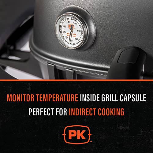 PK Grills PK99085 Thermometer Kit by Tel-Tru, Includes Thermometer, Wing Nut, and Silver Flashing - Grill Parts America