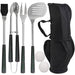 POLIGO 7PCS Golf-Club Style BBQ Tools Grilling Tools with Rubber Handle - Stainless Steel - Black - Grill Parts America