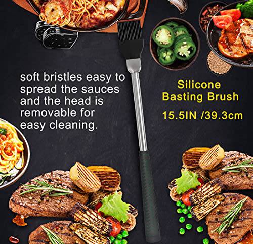 POLIGO 7PCS Golf-Club Style BBQ Tools Grilling Tools with Rubber Handle - Stainless Steel - Black - Grill Parts America