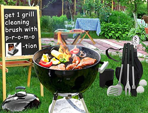 POLIGO 7PCS Golf-Club Style BBQ Tools Grilling Tools with Rubber Handle - Stainless Steel - Black - Grill Parts America