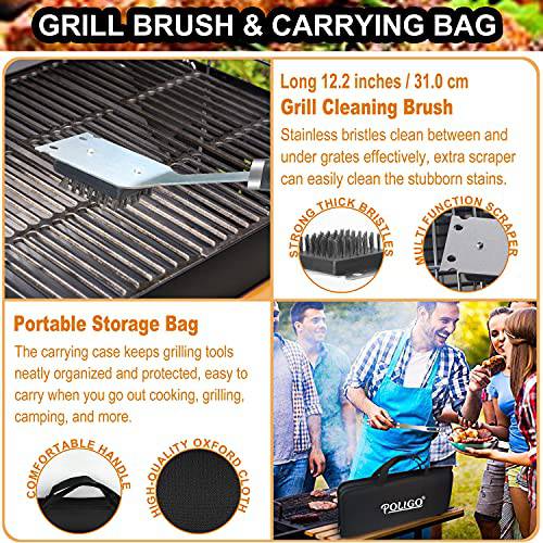  POLIGO 26PCS Grill Accessories for Outdoor Grill Utensils Set  Stainless Steel BBQ Tools Grilling Tools Set for Christmas Birthday  Presents, Barbecue Accessories Kit Ideal Grilling Gifts for Men Women 