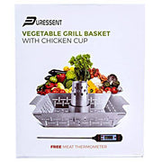 Beer Can Chicken Holder with Free Meat Thermometer- Stainless Steel Roaster Rack - Grill Parts America