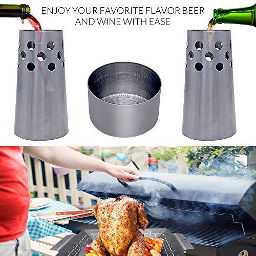 Beer Can Chicken Holder with Free Meat Thermometer- Stainless Steel Roaster Rack - Grill Parts America