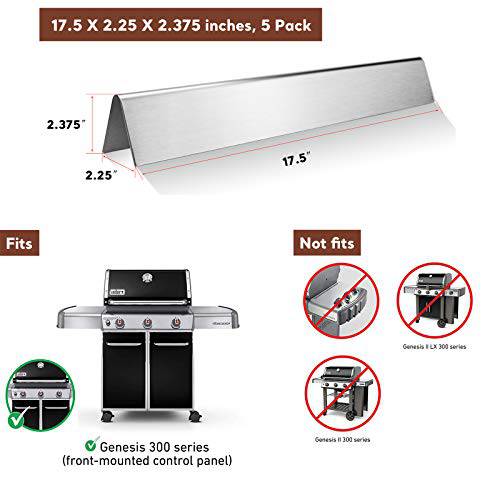 QuliMetal 7620 17.5 Inches Flavor Bars for Weber Genesis 300 Grill Parts, Stainless Steel Heat Plate - Grill Parts America