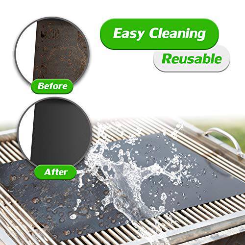 RENOOK Grill Mat Set of 6 - 100% Non-Stick BBQ Grill Mats, Heavy Duty, Reusable, and Easy to Clean - 15.75 x 13-Inch, Black - Grill Parts America