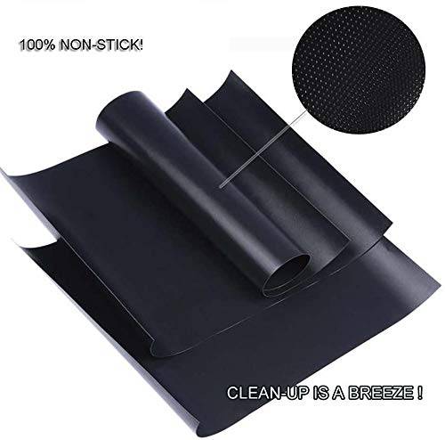 RENOOK Grill Mat Set of 6 - 100% Non-Stick BBQ Grill Mats, Heavy Duty, Reusable, and Easy to Clean - 15.75 x 13-Inch, Black - Grill Parts America