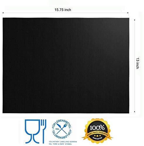 RENOOK Grill Mat Set of 6 - 100% Non-Stick BBQ Grill Mats, Heavy Duty, Reusable, and Easy to Clean - 15.75 x 13-Inch, Black - Grill Parts America