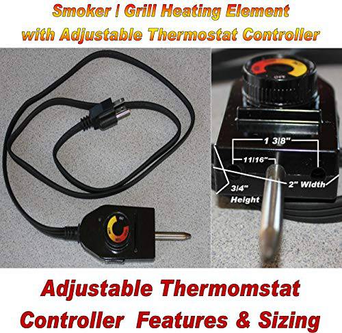 River Country Universal Replacement Electric Smoker and Grill Heating Element with Adjustable Thermostat Controller - Grill Parts America