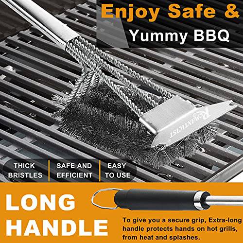 ROMANTICIST 18’’ Grill Brush with Scraper - Grill Parts America