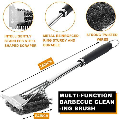 ROMANTICIST 18’’ Grill Brush with Scraper - Grill Parts America