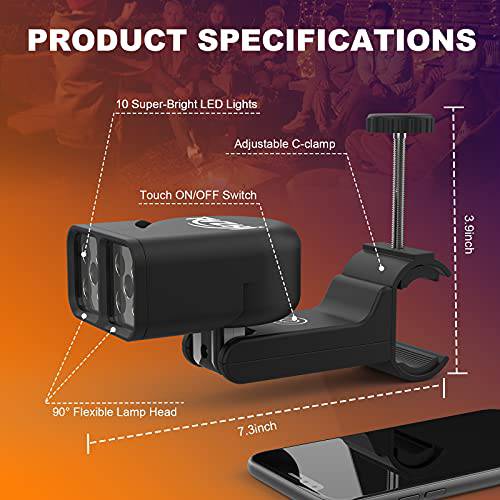 RVZHI Grill Light for BBQ, 180° Durable Flexible Barbecue Light, 10 Super Bright LED - Grill Parts America