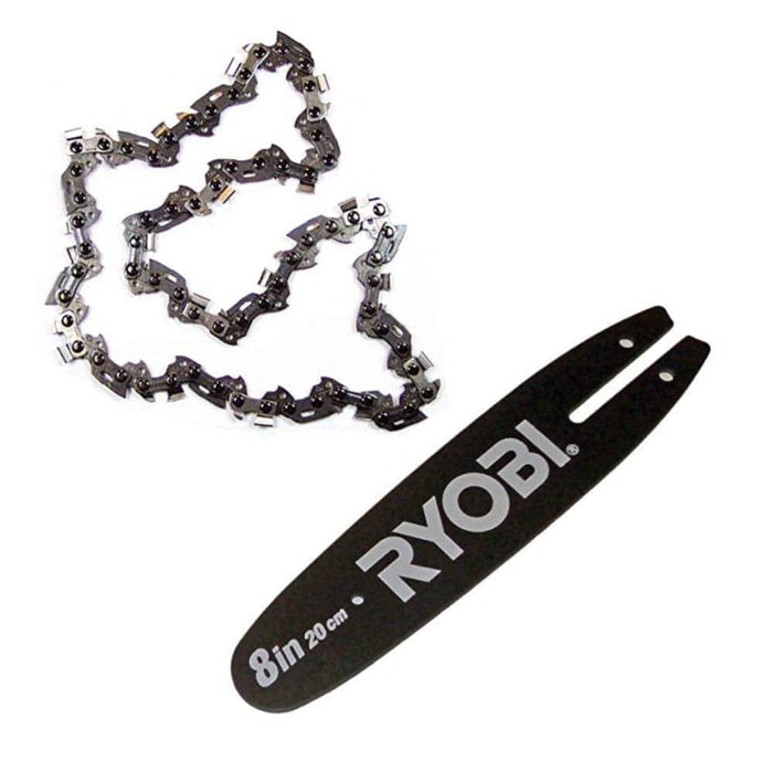 Ryobi 32909152-2G Electric Pole Saw Replacement 8" Chain Bar and 901289001 Chain for RY43160 - Grill Parts America