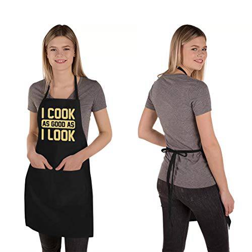 Funny BBQ & Cooking Apron For Men And Women - Adjustable, Water Resistant With 2 Pockets (One Size Fits Most)